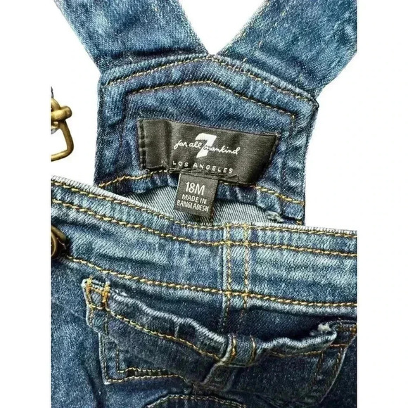 7 for All Mankind Girls Denim Overalls Distressed Skinny Jeans Kids Size 18M EUC - Picture 6 of 6